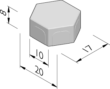 Poreuze betonstraatstenen zeshoek 20/17x10