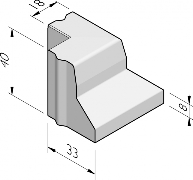 Chateauband hoekstuk 18/33x40