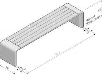 U-LEAN bank 220 met houten zitting