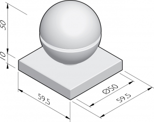 Sierbol Sphere 50 met groef en voetplaat